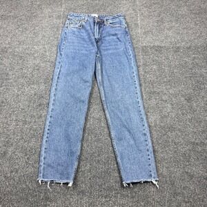 ONLY Emily Life High Waist Straight Leg Raw Hem Jeans Blue Size W26/L26 15171549